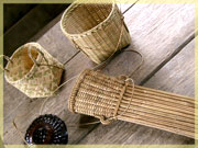 scabbard, mini chicken carrying cage and mini baskets, Ban Konglo